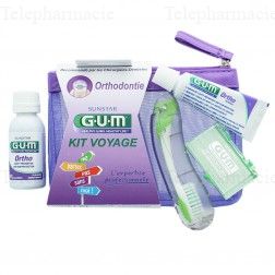 GUM Kit voyage orthodontie brosse à dent + 2 tubes 12ml + flacon 30ml + 1 plaquette de cire