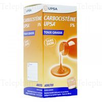 CARBOCISTEINE UPSA 5% sirop toux grasse sans sucre flacon 200ml