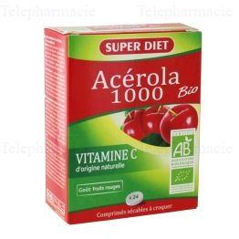 SUPER DIET Acérola 1000 vitamine C bio 24 comprimés